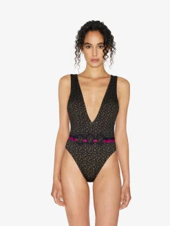 La Perla Bañador Con Cinturón De Color Verde Oscuro Y Negro