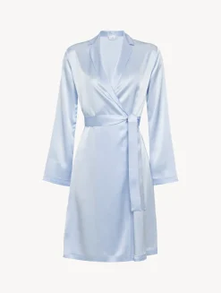 La Perla Bata Corta De Seda Azul Celeste