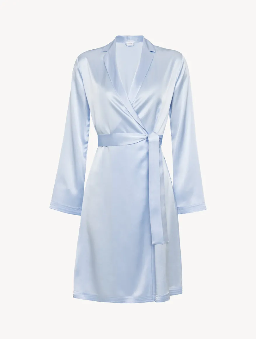 La Perla Bata Corta De Seda Azul Celeste