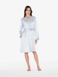 La Perla Bata Corta De Seda Azul Celeste