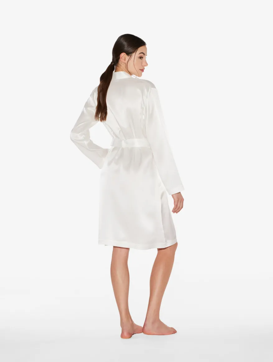 La Perla Bata Corta De Seda Blanca
