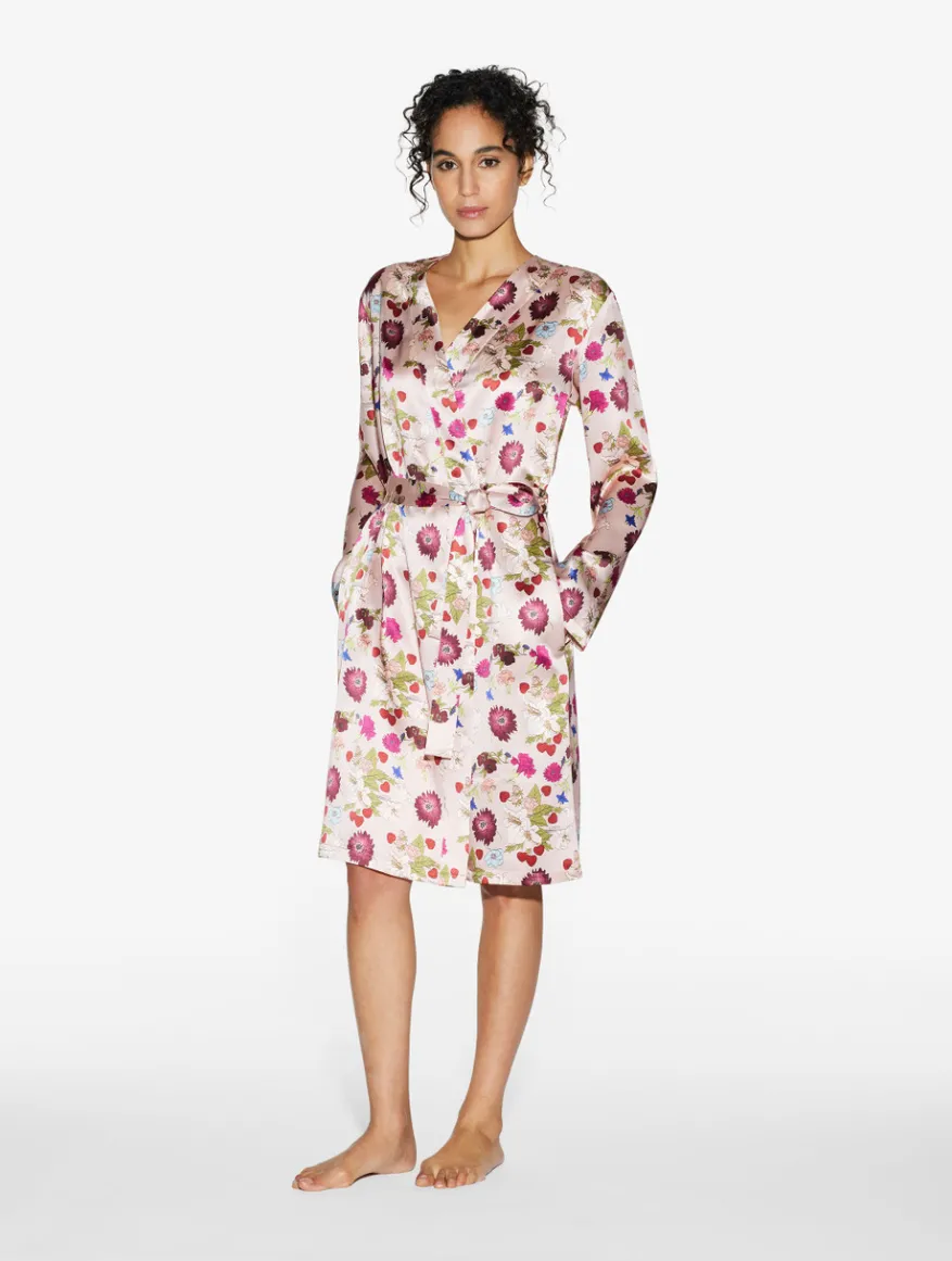 La Perla Bata Corta De Seda Con Estampado De Flores