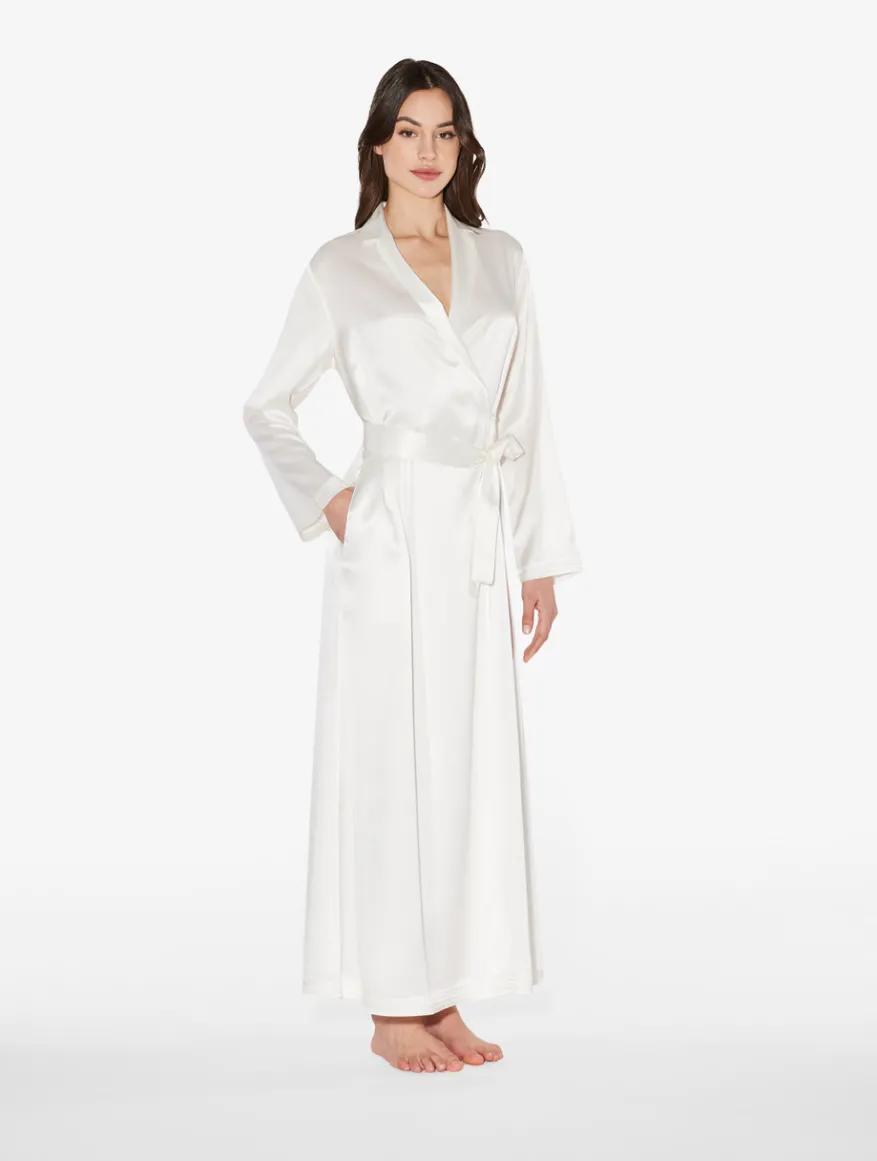 La Perla Bata Larga De Seda Blanca