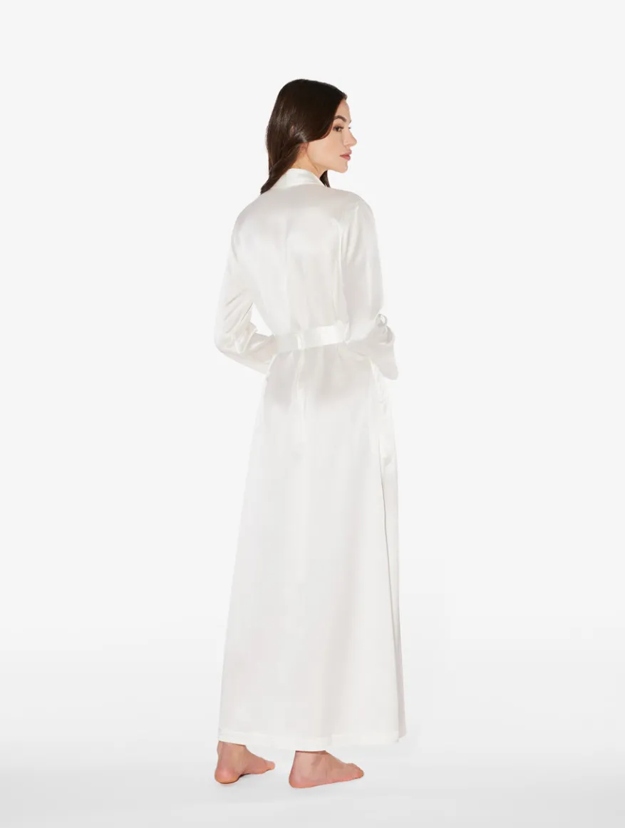 La Perla Bata Larga De Seda Blanca