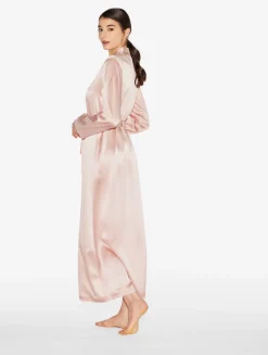La Perla Bata Larga De Seda Rosa Empolvado