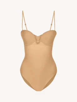 La Perla Body Acolchado Con Aros Y Escote En U Color Amaretto