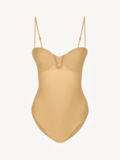 La Perla Body Acolchado Con Aros Y Escote En U Color Avellana