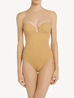 La Perla Body Acolchado Con Aros Y Escote En U Color Avellana
