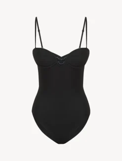 La Perla Body Acolchado Con Aros Y Escote En U Color Negro