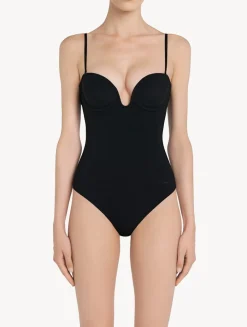 La Perla Body Acolchado Con Aros Y Escote En U Color Negro