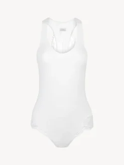 La Perla Body Con Espalda Nadadora De Algodón Blanco