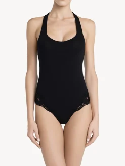 La Perla Body Con Espalda Nadadora De Algodón Negro