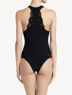 La Perla Body Con Espalda Nadadora De Algodón Negro