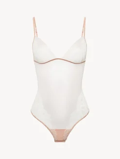 La Perla Body De Color Claro Y Rosa Nude Con Encaje Leavers
