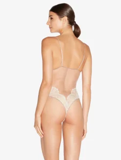 La Perla Body De Color Claro Y Rosa Nude Con Encaje Leavers