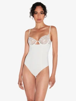 La Perla Body Hueso Con Tul Bordado