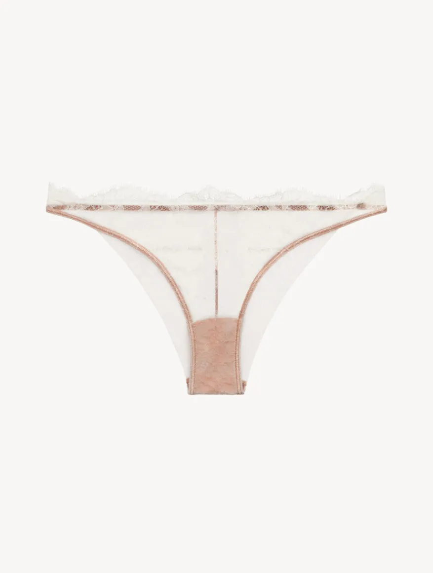 La Perla Braguita Brasileña De Color Claro Y Rosa Nude Con Encaje Leavers