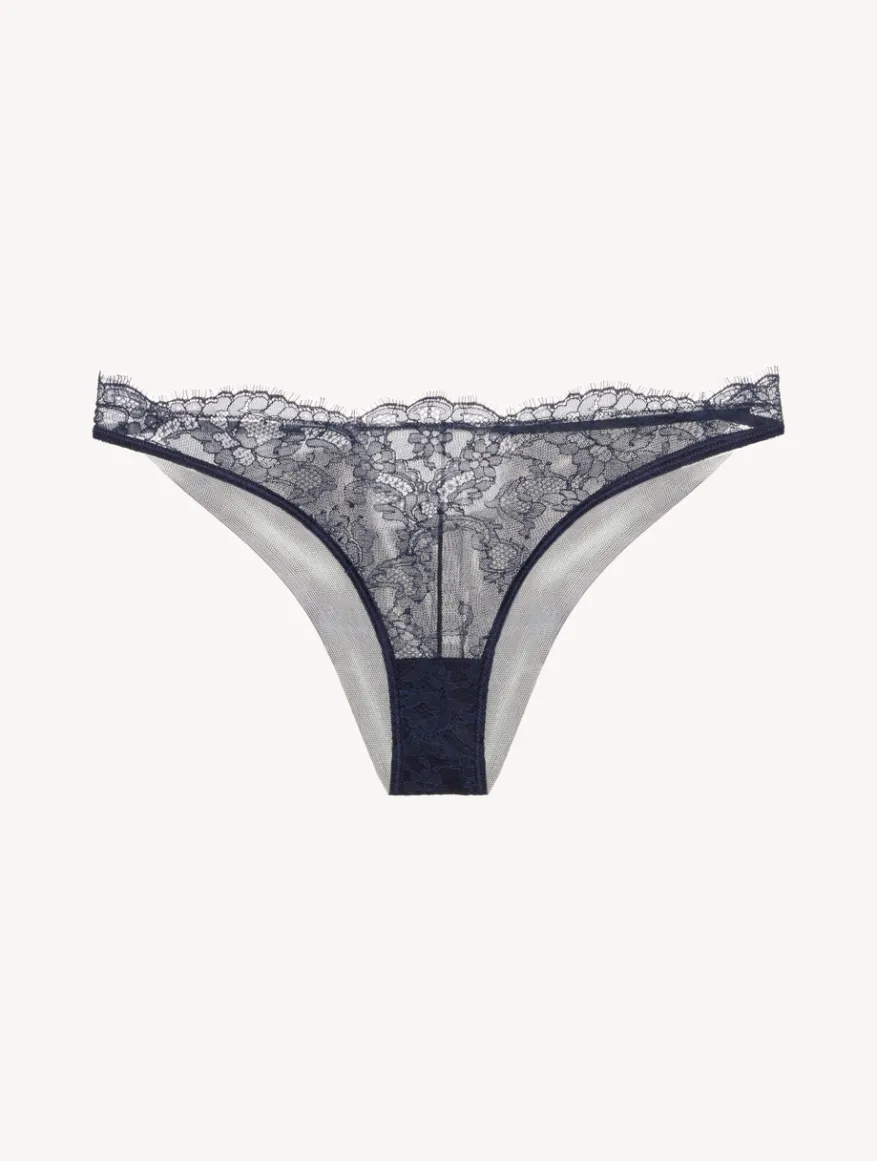 La Perla Braguita Brasileña De Color Acero Y Negro Con Encaje Leavers