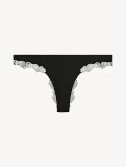 La Perla Braguita Brasileña De Seda Negra Con Frastaglio Color Marfil