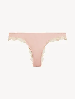 La Perla Braguita Brasileña De Seda Rosa Empolvado Con Frastaglio Color Marfil