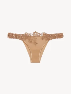 La Perla Braguita Brasileña En Lycra Con Tul Bordado Beige