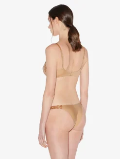 La Perla Braguita Brasileña En Lycra Con Tul Bordado Beige