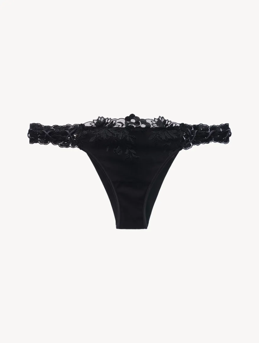 La Perla Braguita Brasileña En Lycra Con Tul Bordado Negro