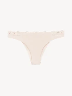 La Perla Braguita Brasileña En Lycra Beige Rosada Con Macramé
