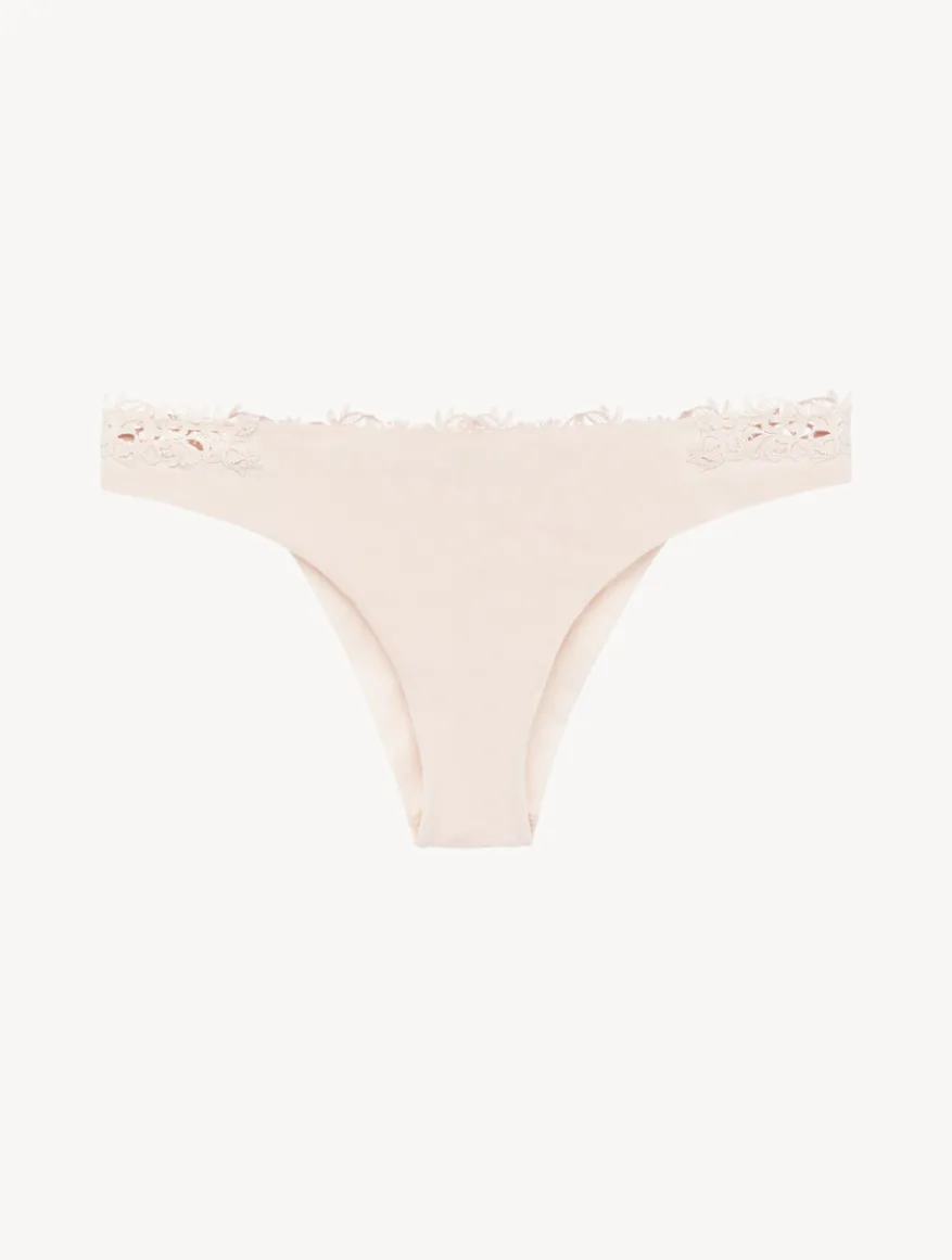 La Perla Braguita Brasileña En Lycra Beige Rosada Con Macramé
