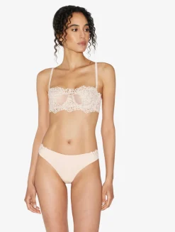 La Perla Braguita Brasileña En Lycra Beige Rosada Con Macramé