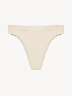 La Perla Braguita De Bikini Brasileña De Cintura Alta De Color Champán Con Cuentas