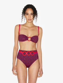 La Perla Braguita De Bikini De Cintura Alta Con Cinturón De Color Rojo Y Azul