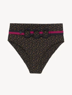 La Perla Braguita De Bikini De Cintura Alta Con Cinturón De Color Verde Oscuro Y Negro