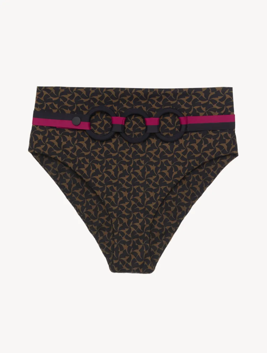 La Perla Braguita De Bikini De Cintura Alta Con Cinturón De Color Verde Oscuro Y Negro