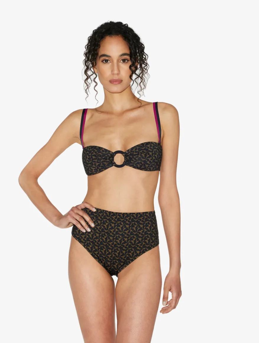La Perla Braguita De Bikini De Cintura Alta Con Cinturón De Color Verde Oscuro Y Negro