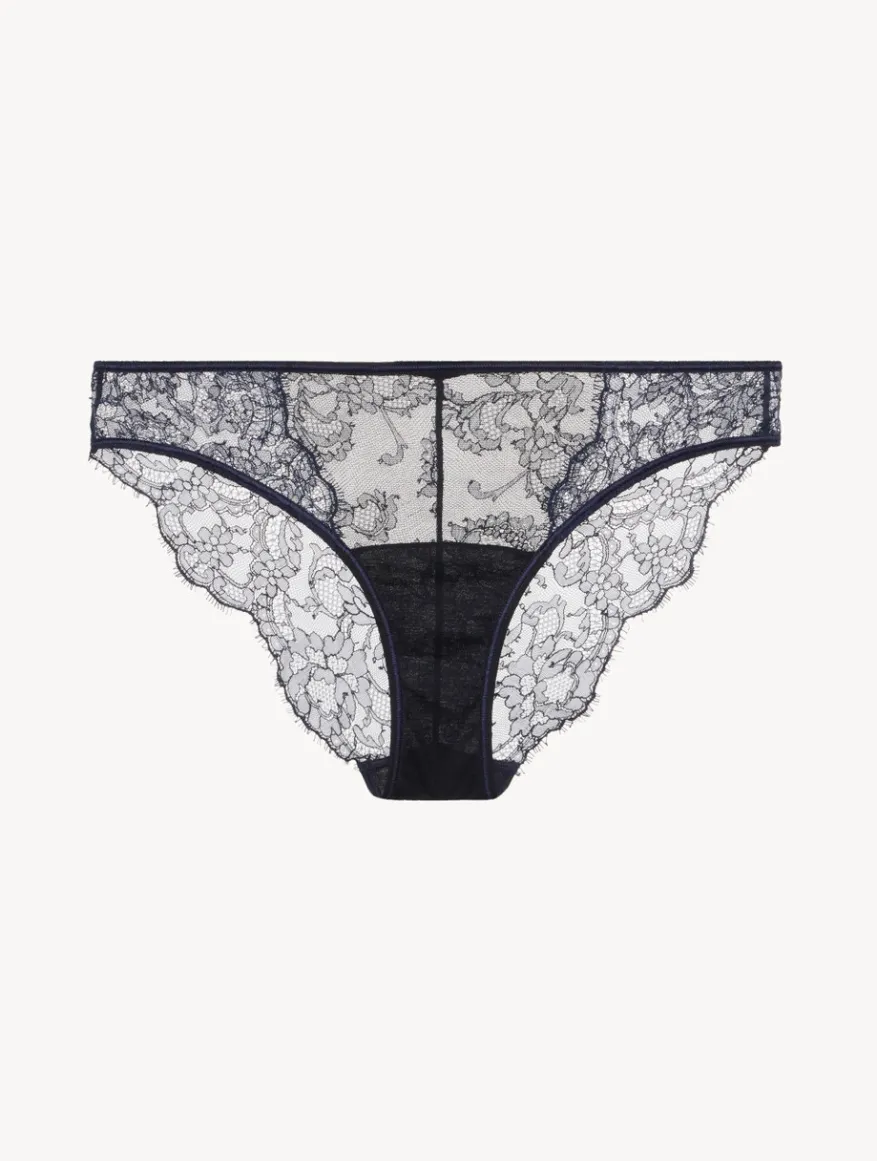 La Perla Braguita De Color Acero Y Negro Con Encaje Leavers