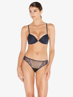 La Perla Braguita De Color Acero Y Negro Con Encaje Leavers