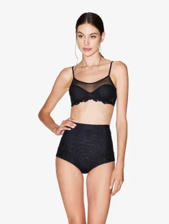 La Perla Braguita De Talle Alto En Tul Elástico Negro