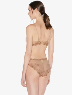 La Perla Braguita Hipster De Lycra Con Tul Bordado Beige