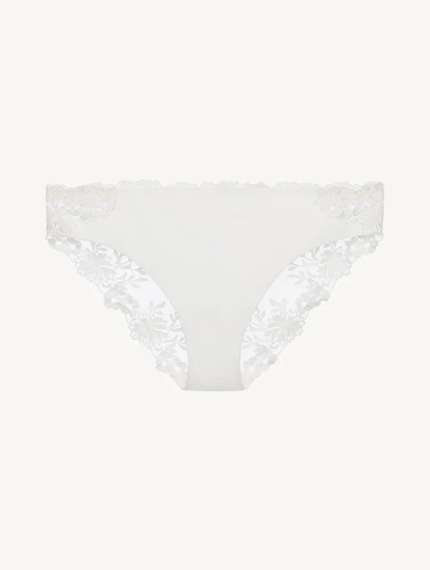 La Perla Braguita Hipster De Lycra Con Tul Bordado Blanquecino