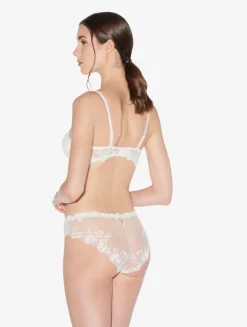 La Perla Braguita Hipster De Lycra Con Tul Bordado Blanquecino
