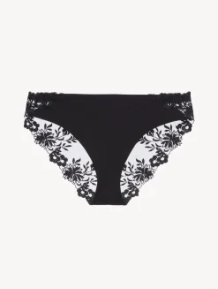 La Perla Braguita Hipster De Lycra Con Tul Bordado Negro