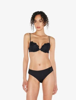 La Perla Braguita Hipster De Lycra Con Tul Bordado Negro
