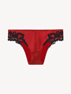 La Perla Braguita Talle Medio De Seda Rojo Con Frastaglio Color Negro