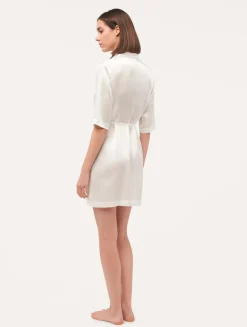 La Perla Camisa Larga De Seda Blanca