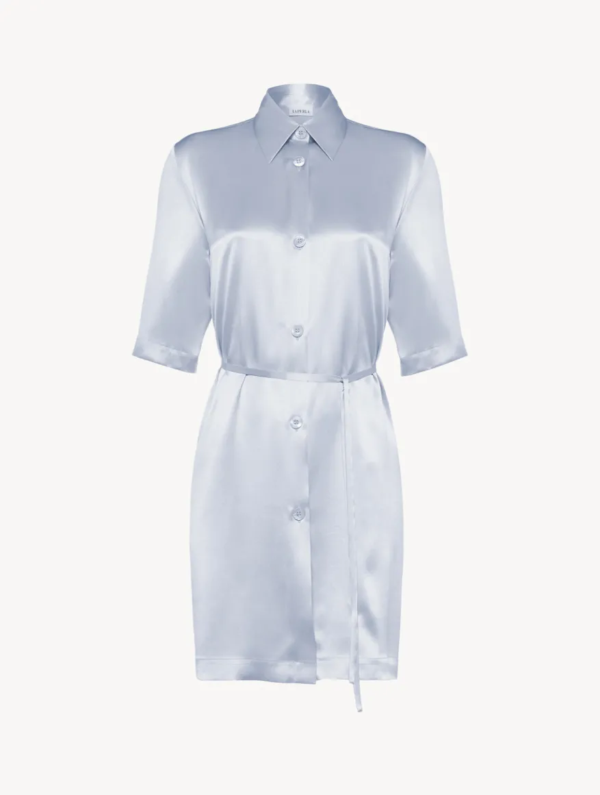La Perla Camisa Larga De Seda Celeste