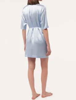 La Perla Camisa Larga De Seda Celeste