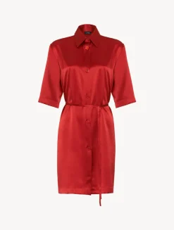 La Perla Camisa Larga De Seda Granate