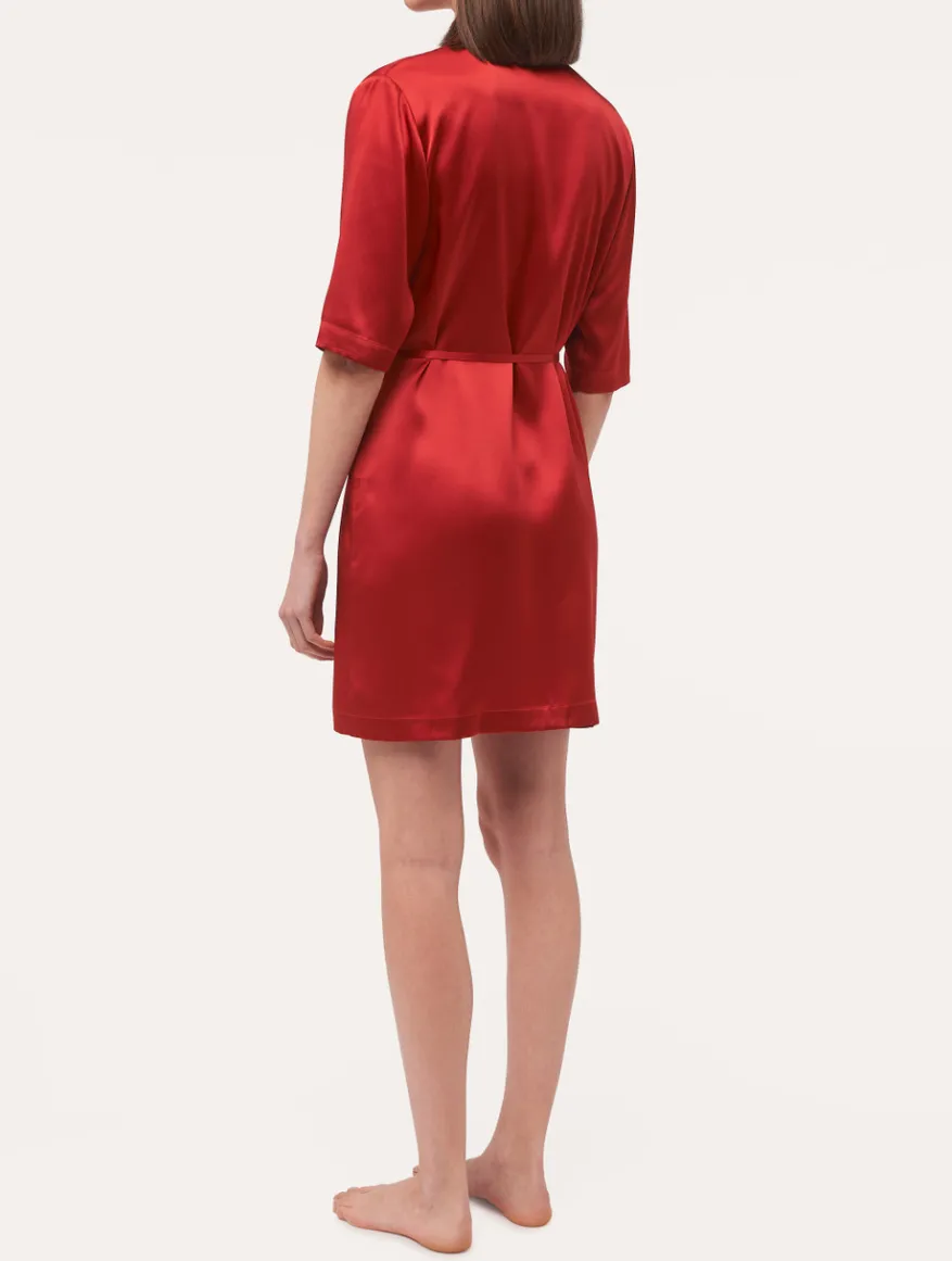 La Perla Camisa Larga De Seda Granate
