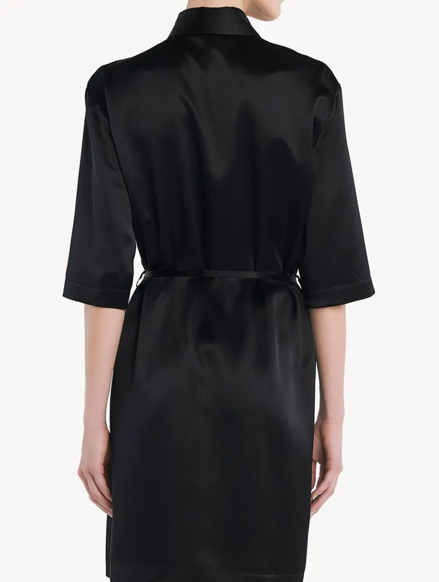 La Perla Camisa Larga De Seda Negra